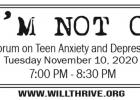 WillThrive Foundation to host virtual forum to help anxiety, depression in teens